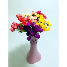 40cm Uzun Desenli Pembe 6 Renk Fındık Tomurcuk Güllü Vazo