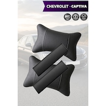 Chevrolet Captiva Uyumlu Deri Kemer Koruyucu Deri Yastık Set Lüks Siyah