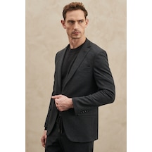AC&Co / Altınyıldız Classics ERKEK ANTRASIT Slim Fit Dar Kesim Mono Yaka Diyagonal Desenli Takım Elbise Antrasit