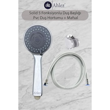 Solid 5 Fonksiyonlu Duş Başlığı + Pvc Duş Hortumu + Mafsal Duş Takımı Duş Seti Duş Seti Plastik Tr İ Renkli