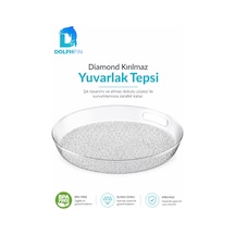 Diamond Kırılmaz Yuvarlak Servis Tepsisi 39 Cm Kulplu Kaymaz Şeffaf Bpa İçermez