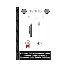 Masaüstü Ayak Mobil Stant Uzaktan Kumanda Tripod Çok Amaçlı Kumandalı Selfie Çubuğu C13 Siyah