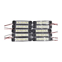10 Adet Beyaz Parmak Lamba 6 Led Su Geçirmez 12v 24v Emir