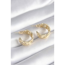 Ezoconcept Pirinç Gold Renk Zirkon Taş Detay Zincir Model Kadın Küpe