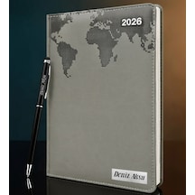 Bk Gift Kişiye Özel İsimli Termo Sert Kapak 2026 Gri Ajanda & Kalem -16, Öğretmenler Günü Hediyesi, Yeni İş Hediyesi 35318 Bk Gift Renkli