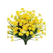 6lı Set Yapay Çiçek Sazlı Lotus Sarı Renk 7 Dal Plastik 30cm
