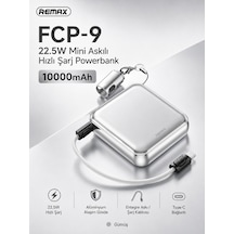 Remax Alüminyum Gövdeli 20000mah 22.5w Dahili Type-c Kablolu Powerbank Fcp-9 Gümüş