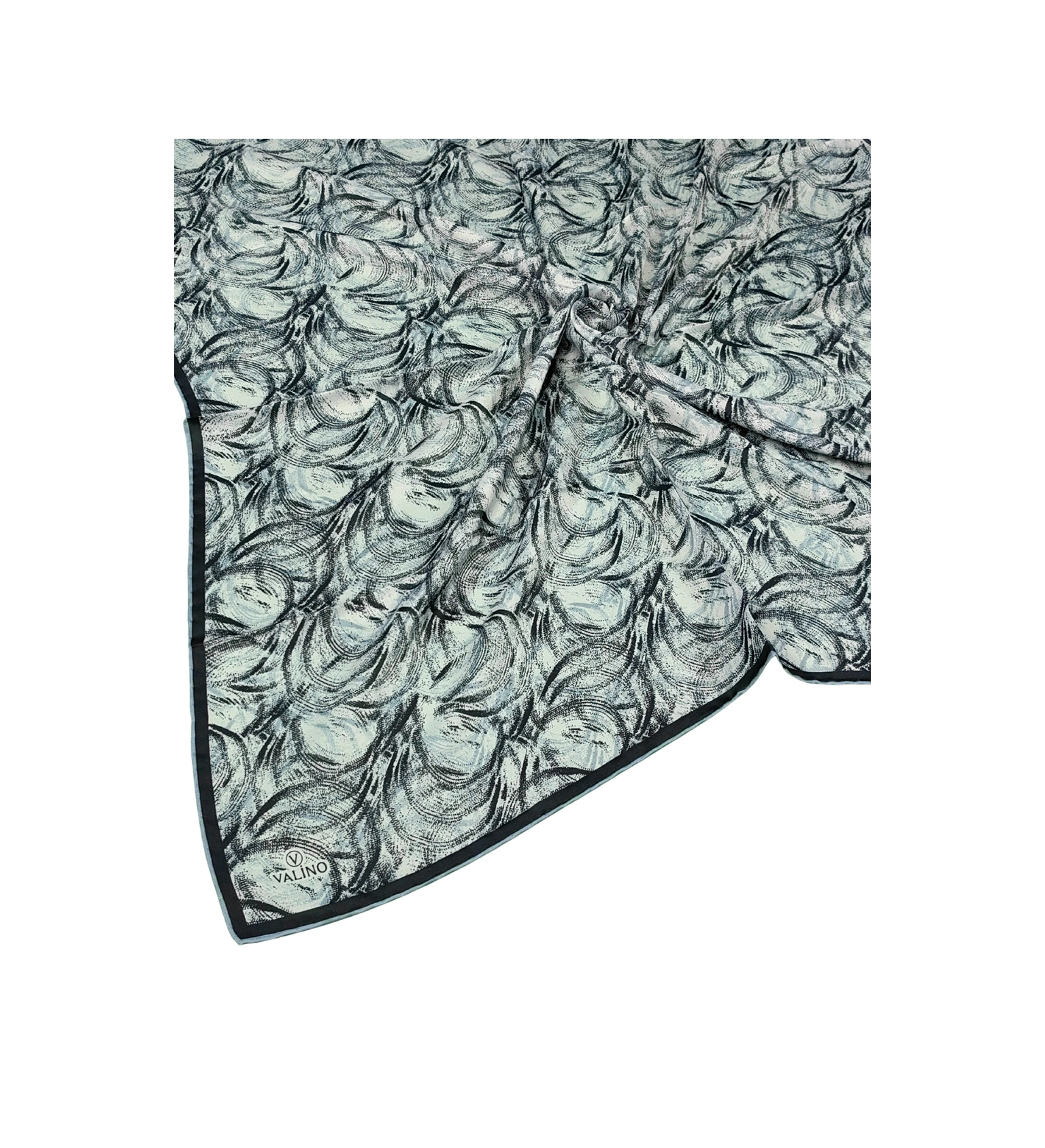 Mim Eşarp Valino Desenli Şifon Eşarp 90x90 Cm Siyah - Beyaz