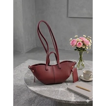 Housebags Valentina Kadın Fermuarlı + Cüzdan Charm El Ve Omuz Çantası Bordo