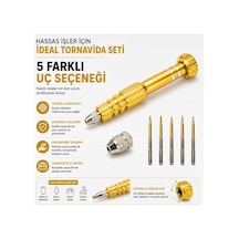 Manyetik Hassas Tornavida Seti 5 Uçlu Mini Tamir Ve Elektronik Alet - Gold