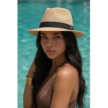Gigi Luxe Kadın Uv Korumalı Hasır Fötr Şapka Camel Camel