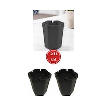 2'li Kokusuz Küllük, Kokusuz Dumansız Altıgen Küllük Siyah 2 Adet Plastik Siyah Asimetrik Tr Plastik
