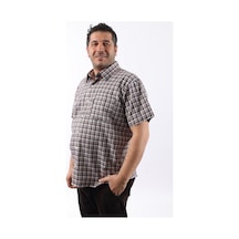 Tousus Kısa Kol Ekose Pamuklu Erkek Gömlek Kk-8070-tss Kahverengi