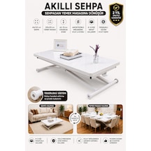 Sehpam Akıllı Home Üst Tabla Mdf Beyaz Oval Köşe Alt Beyaz Beyaz - Beyaz
