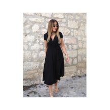 Çınar Boutique Sandy Kumaş Midi Elbise-siyah - L Siyah Siyah
