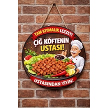 Mayeka Çiğ Köfte Dükkanı İçin Duvar Kapı Tablo Süsü Ahşap Askılı Pano Tabela No 17
