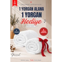 Moon Çift Kişilik Yorgan 1 Yorgan + 1 Yorgan Hediyeli Ultra Yumuşak 4 Mevsim Konforlu Uyku Seti Beyaz