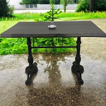 Cafe Masa Köknar Kütük Masa Aslan Ayak Ceviz - Siyah