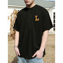 Unisex Siyah Oversize 10 Brother Baskılı Örme T-shirt Siyah-57230
