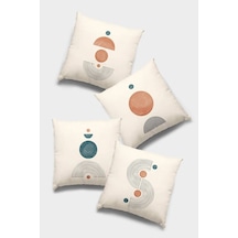 Krem Modern Çift Taraflı 4'lü Set Kırlent Kılıfı 4kr028n11
