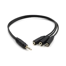 3.5 Mm Erkek 3 Stereo Dişi Kulaklık Çoklayıcı 30 Cm Y Kablo