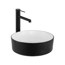 Lena E-W5002SB Tezgahüstü Lavabo Beyaz - Siyah