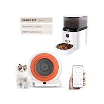 Groove Q-clean Wi-fi Akıllı Otomatik Kedi Tuvaleti Turuncu + Petfit Autodine X 5l Wi-fi Kameralı Akıllı Otomatik Mama Kabı Besleme Ünitesi Bundle