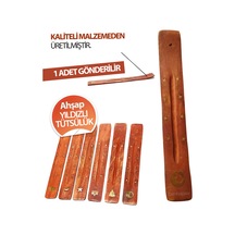 Ahşap Yıldız Kabartmalı Tütsü Tutacağı - Ahşap Tütsülük Tütsü Kayığı 1 Adet