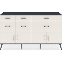 Arges Konsol Tek Raflı 6 Çekmeceli 4 Kapaklı 176x30x99 Antrasit-aytaşı Aytası - Antrasıt