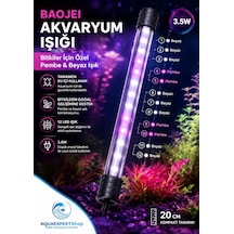 Akvaryum Işığı - Bitki Işığı - Balık Işığı - Tamamen Su İçinde Kullanılabilir - 12 Led - Pembe Beyaz - 20 Cm - Güçlü Aydınlatma - 3.5w