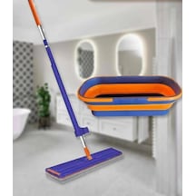 Kendinden Sıkmalı Tekerli Kovalı Mop Seti - Kendinden Sıkmalı Mop Katlanabilir 1 Yedek Bez Kova