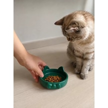 Hubrendy Sh Papyon Model Beton Kedi Köpek Mama Ve Su Kabı 16 Cm Çap - Yeşil