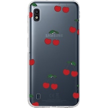 Samsung Galaxy J8 - A6 Plus Uyumlu Kirazlar Tasarımlı Baskılı Silikon Kılıf Renkli