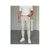 Genel Markalar Erkek Bej Jogger Pantolon Regular Fit Düz Paça Cepli Günlük Rahat Kesim Sarı