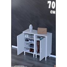 Modilayn Alba Ayakkabılık - Kapaklı 4 Raf 6 Bölmeli Dar Alanlar İçin Çok Amaçlı Dolap 70 Cm Beyaz
