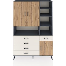Hyperion Dolap 8 Raflı 5 Çekmeceli 3 Kapaklı 132x44x195 Antra... Antrasit