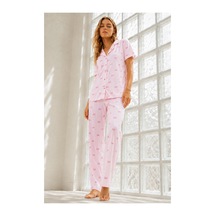 Fit Women Kadın Genç Loose İpliği Boyalı Pembe Pijama Takımı