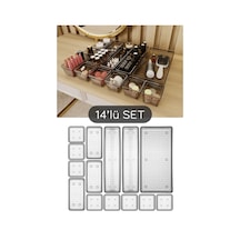 14 Parça Mega Banyo Kozmetik Takı Düzenleyici Makyaj Organizer - Modüler Çekmece Içi Düzenleyici