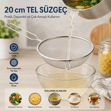 20cm Tel Süzgeç Metal Saplı Kulaklı 5047 Çok Renkli