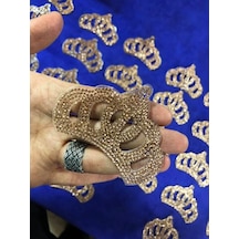 Kristal Sarı Taşlı Taç 8x5 Cm - Şapka Kıyafet Taşlı Aksesuar Altın
