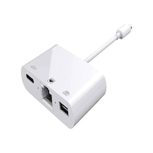 Iphone 7 8 X 11 11 Pro 12 13 13 14 Pro Max İle Uyumlu Ve Ipad Uyumlu Usb Ethernet Lightning Şarj Adaptörü 3in1