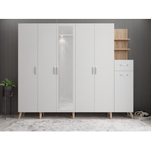Açelya Portmanto Vestiyer Meşe Beyaz  M7 270 cm