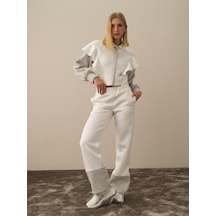 Xint Kırık Beyaz Pamuk Dokulu Regular Fit Sweat Pantolon 470410