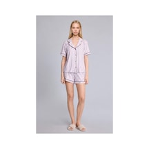Defacto Regular Fıt Kısa Kollu 2li Softshell Açık Leylak Pijama Takımı H5043ax26aupr336 Mor-pr336