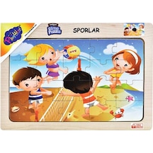 +3 Yaş Ahşap Eğitici Puzzle Sporlar – Voleybol (Playwood)