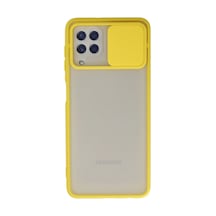 Samsung Galaxy Uyumlu A22 Kılıf Palm Buzlu Kamera Sürgülü Silikon - Sarı İtdark35561