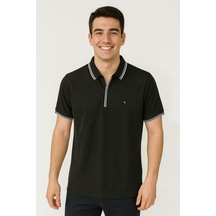 Zamur Men Slim Fit Erkek Kısa Kol Polo Yaka Tshirt - 7354 Siyah