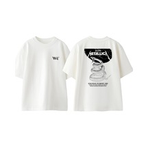 Thewert Metallıca Snake Tasarım Sırt Baskılı Pamuk Beyaz Oversize T-shirt