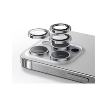 İphone 14 Pro Max Uyumlu Taşlı Lens Koruyucu Casebang Gem Kamera Koruyucu Gümüş