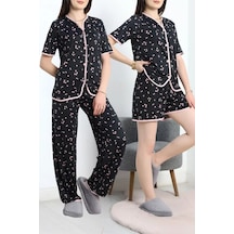 Seka Store Seka Milan 3'lü Pijama Takımı Seti Siyahpembe - 50596.1857. Çok Renkli